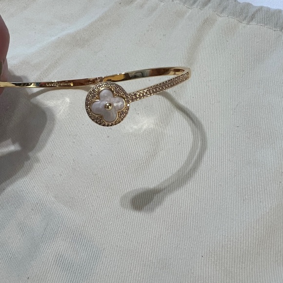 LV bangle open face Elegant Gold Bracelet with Floral Accent - Picture 7 of 7